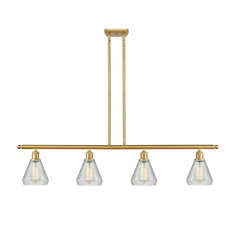 Conesus Island Light shown in the Satin Gold finish with a Clear Crackle shade