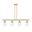 Candor Island Light shown in the Satin Gold finish with a Clear Waterglass shade