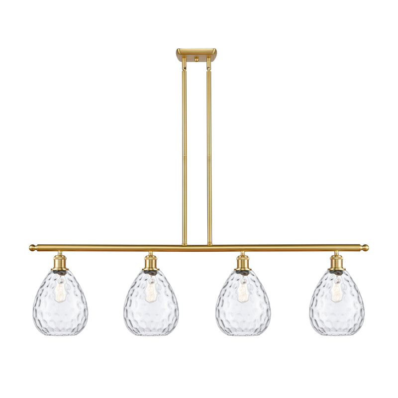 Waverly Island Light shown in the Satin Gold finish with a Clear shade