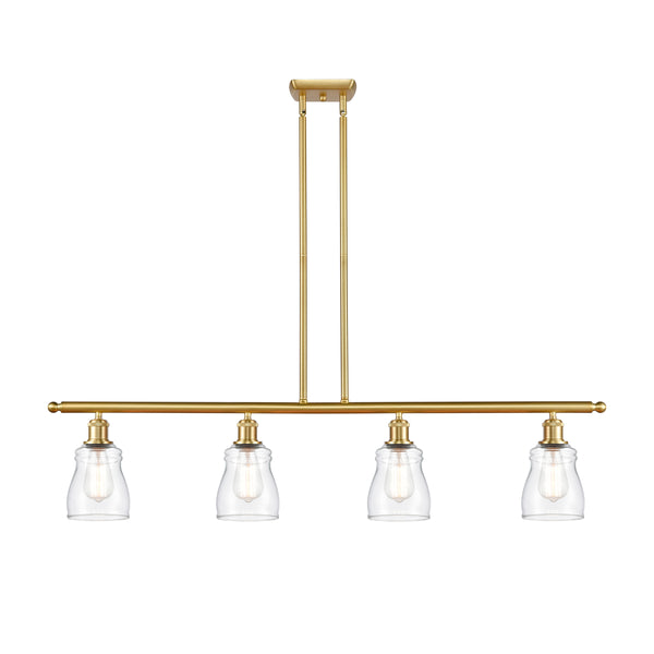 Ellery Island Light shown in the Satin Gold finish with a Clear shade