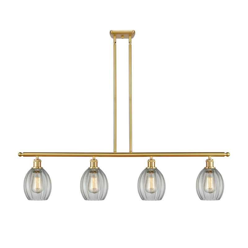 Eaton Island Light shown in the Satin Gold finish with a Clear shade