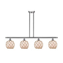 Farmhouse Rope Island Light shown in the Brushed Satin Nickel finish with a White Glass with Brown Rope shade