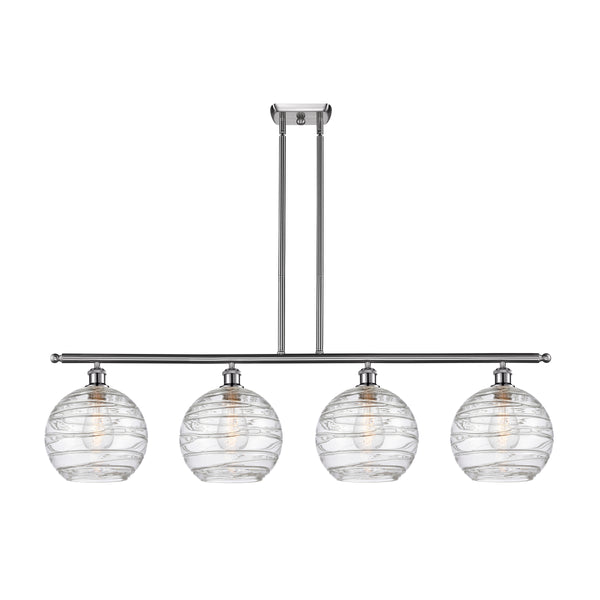 Deco Swirl Island Light shown in the Brushed Satin Nickel finish with a Clear shade