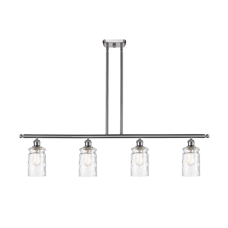 Candor Island Light shown in the Brushed Satin Nickel finish with a Clear Waterglass shade