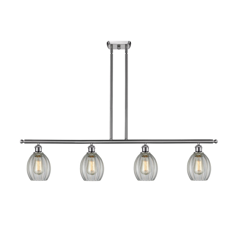 Eaton Island Light shown in the Brushed Satin Nickel finish with a Clear shade