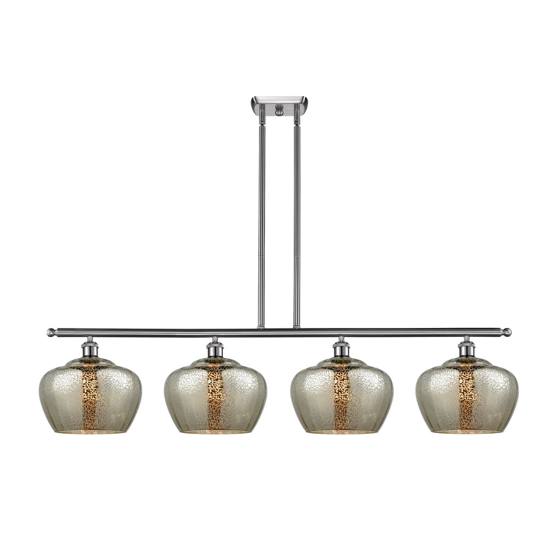 Fenton Island Light shown in the Brushed Satin Nickel finish with a Mercury shade