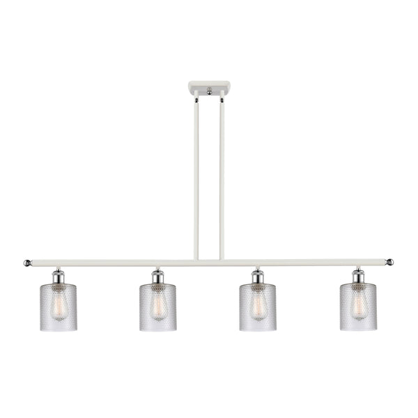 Cobbleskill Island Light shown in the White and Polished Chrome finish with a Clear shade