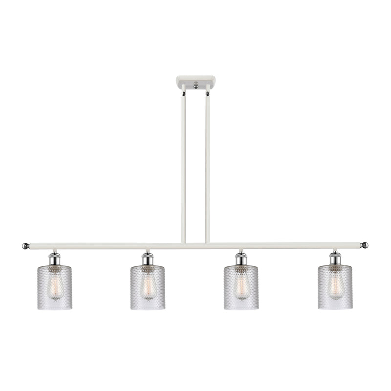 Cobbleskill Island Light shown in the White and Polished Chrome finish with a Clear shade