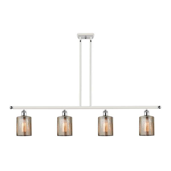 Cobbleskill Island Light shown in the White and Polished Chrome finish with a Mercury shade