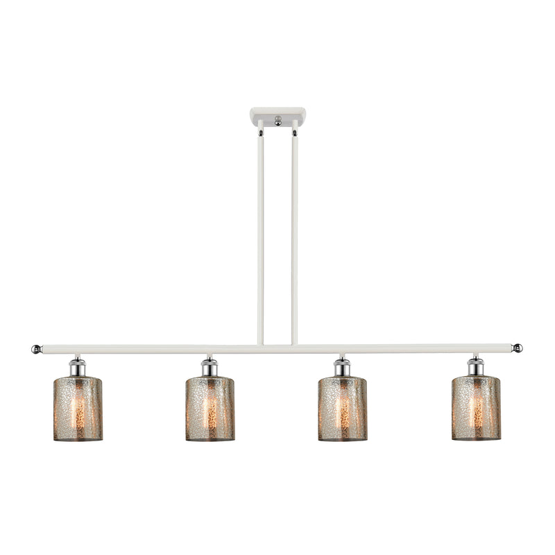 Cobbleskill Island Light shown in the White and Polished Chrome finish with a Mercury shade