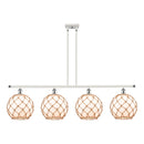 Farmhouse Rope Island Light shown in the White and Polished Chrome finish with a White Glass with Brown Rope shade