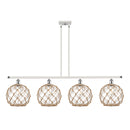 Farmhouse Rope Island Light shown in the White and Polished Chrome finish with a Clear Glass with Brown Rope shade