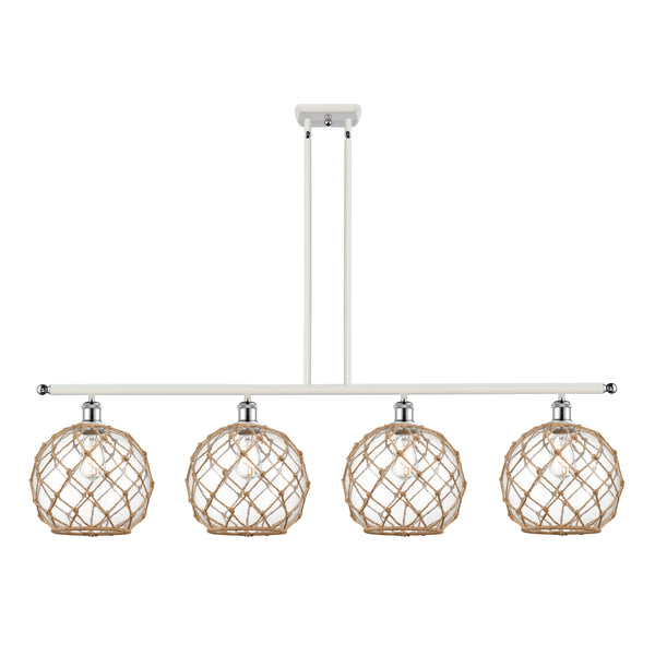 Farmhouse Rope Island Light shown in the White and Polished Chrome finish with a Clear Glass with Brown Rope shade