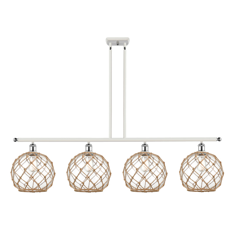 Farmhouse Rope Island Light shown in the White and Polished Chrome finish with a Clear Glass with Brown Rope shade