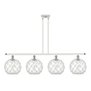 Farmhouse Rope Island Light shown in the White and Polished Chrome finish with a Clear Glass with White Rope shade