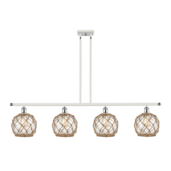 Farmhouse Rope Island Light shown in the White and Polished Chrome finish with a Clear Glass with Brown Rope shade