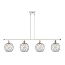 Farmhouse Rope Island Light shown in the White and Polished Chrome finish with a Clear Glass with White Rope shade