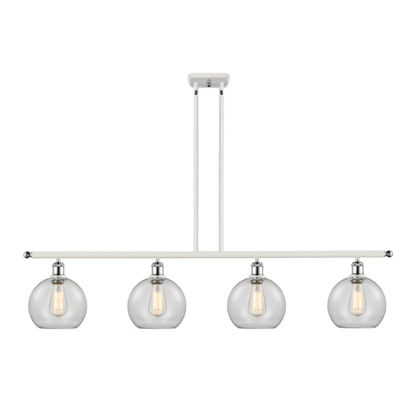 Athens Island Light shown in the White and Polished Chrome finish with a Clear shade