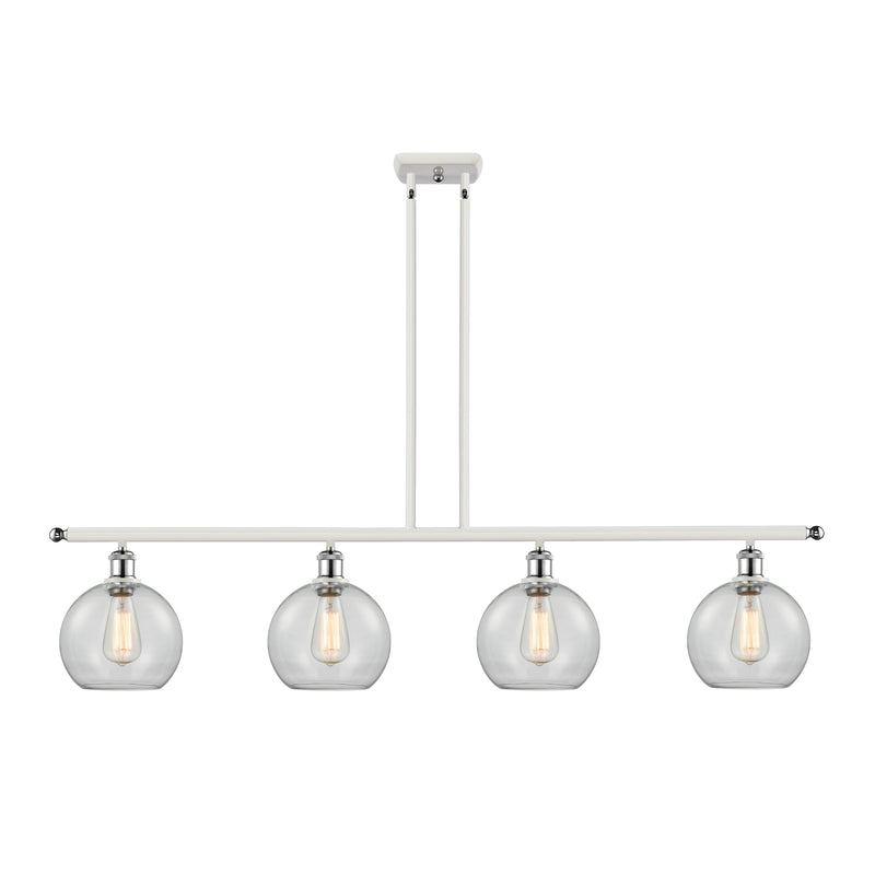 Athens Island Light shown in the White and Polished Chrome finish with a Clear shade