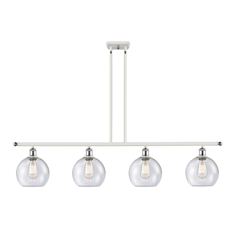 Athens Island Light shown in the White and Polished Chrome finish with a Seedy shade