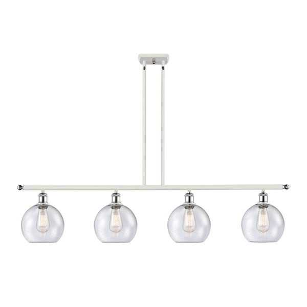 Athens Island Light shown in the White and Polished Chrome finish with a Seedy shade