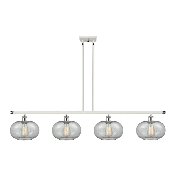 Gorham Island Light shown in the White and Polished Chrome finish with a Charcoal shade