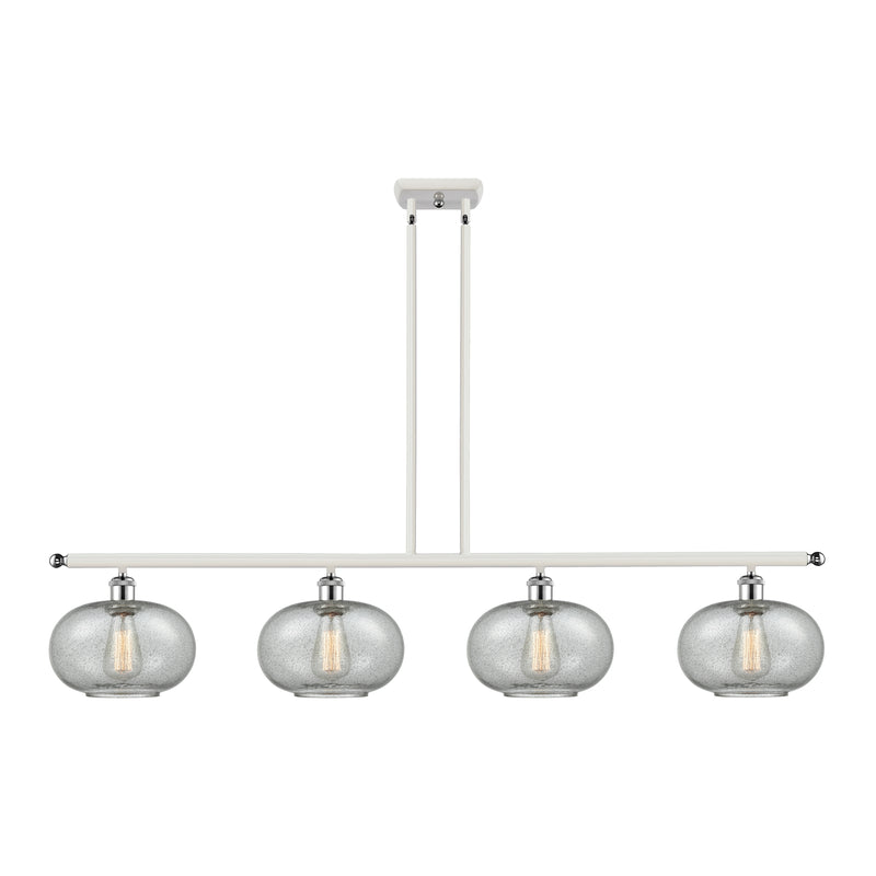 Gorham Island Light shown in the White and Polished Chrome finish with a Charcoal shade