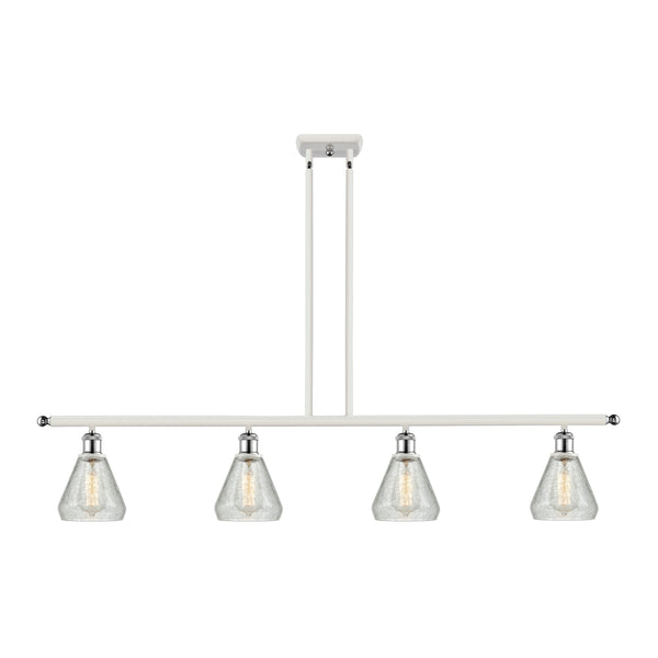 Conesus Island Light shown in the White and Polished Chrome finish with a Clear Crackle shade