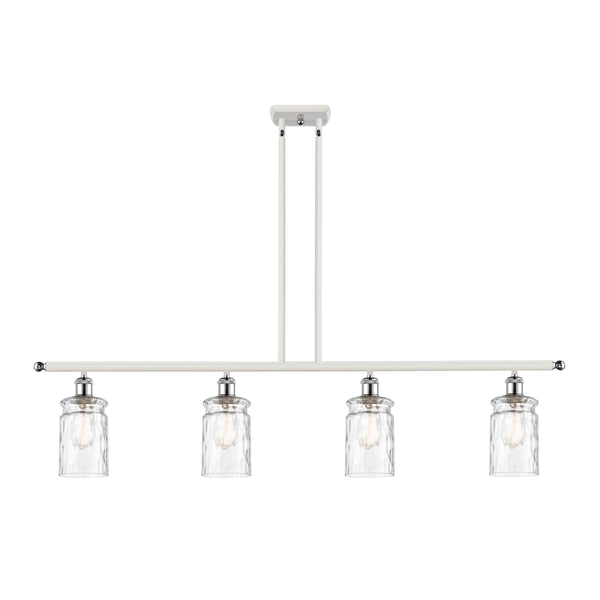 Candor Island Light shown in the White and Polished Chrome finish with a Clear Waterglass shade