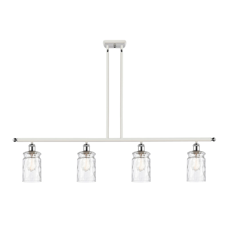 Candor Island Light shown in the White and Polished Chrome finish with a Clear Waterglass shade