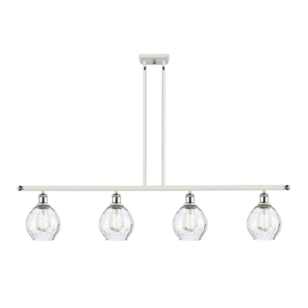 Waverly Island Light shown in the White and Polished Chrome finish with a Clear shade