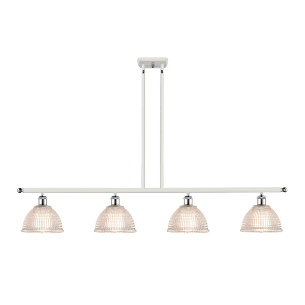 Arietta Island Light shown in the White and Polished Chrome finish with a Clear shade