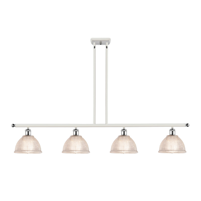 Arietta Island Light shown in the White and Polished Chrome finish with a Clear shade