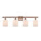 Cobbleskill Bath Vanity Light shown in the Antique Copper finish with a Matte White shade