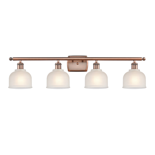 Dayton Bath Vanity Light shown in the Antique Copper finish with a White shade