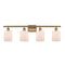 Cobbleskill Bath Vanity Light shown in the Brushed Brass finish with a Matte White shade