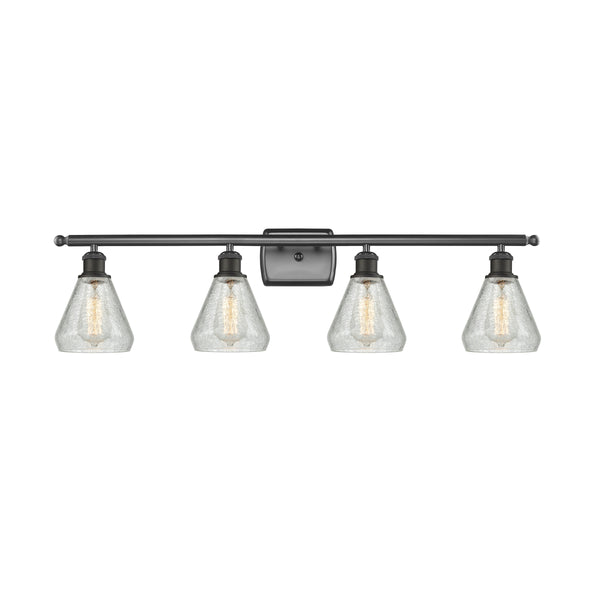 Conesus Bath Vanity Light shown in the Oil Rubbed Bronze finish with a Clear Crackle shade