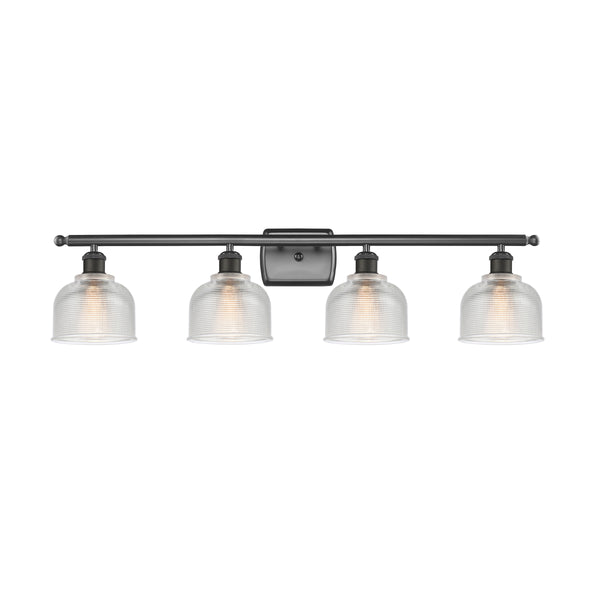 Dayton Bath Vanity Light shown in the Oil Rubbed Bronze finish with a Clear shade