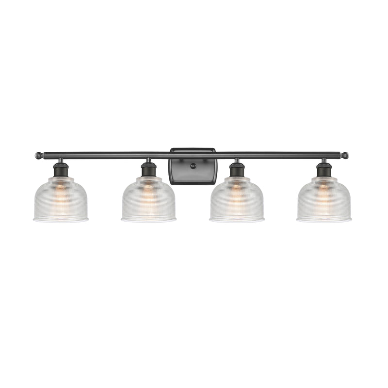 Dayton Bath Vanity Light shown in the Oil Rubbed Bronze finish with a Clear shade