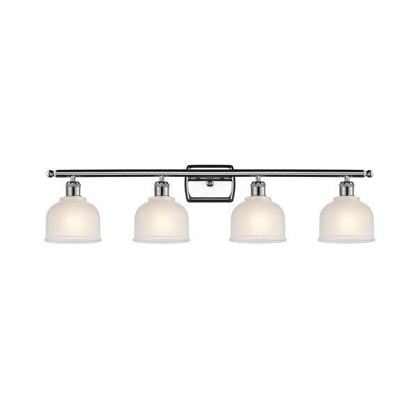 Dayton Bath Vanity Light shown in the Polished Chrome finish with a White shade