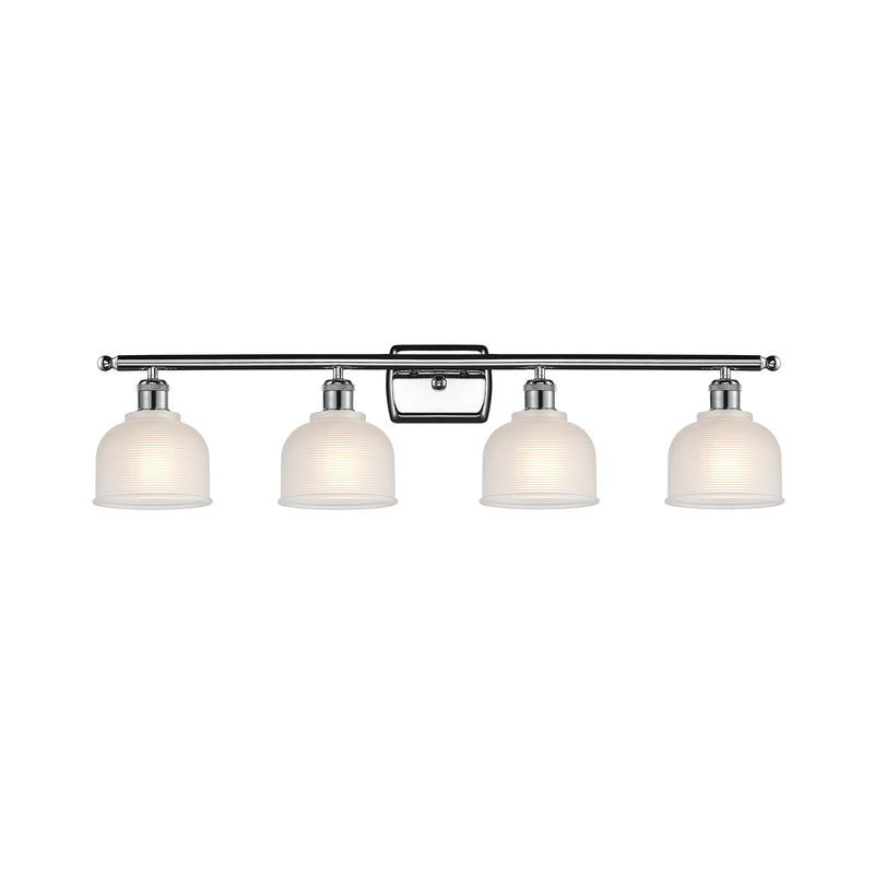 Dayton Bath Vanity Light shown in the Polished Chrome finish with a White shade