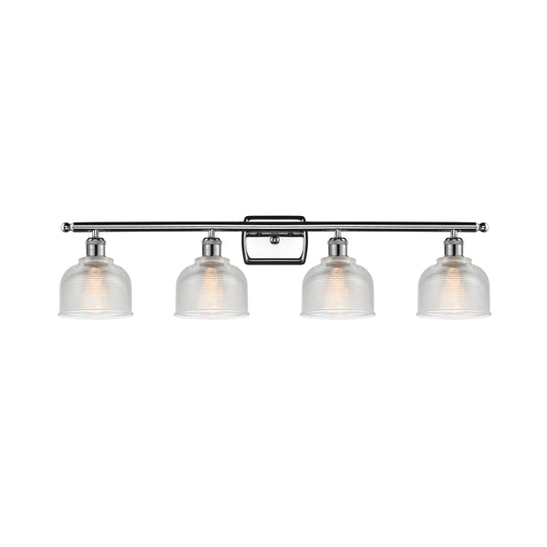 Dayton Bath Vanity Light shown in the Polished Chrome finish with a Clear shade