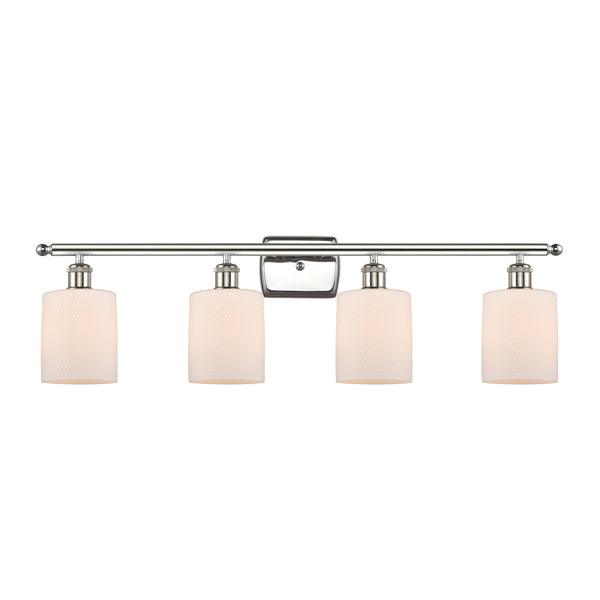 Cobbleskill Bath Vanity Light shown in the Polished Nickel finish with a Matte White shade
