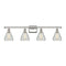 Conesus Bath Vanity Light shown in the Polished Nickel finish with a Clear Crackle shade