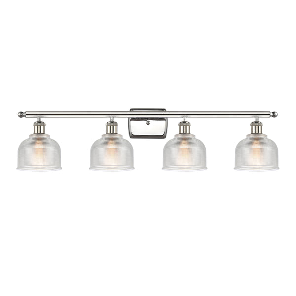 Dayton Bath Vanity Light shown in the Polished Nickel finish with a Clear shade