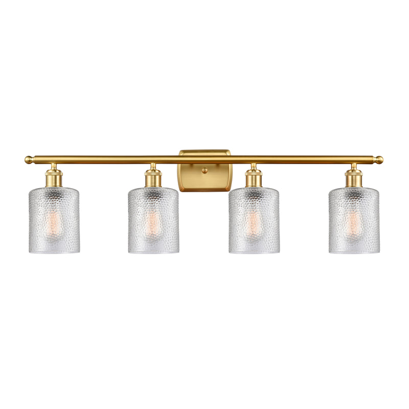 Cobbleskill Bath Vanity Light shown in the Satin Gold finish with a Clear shade