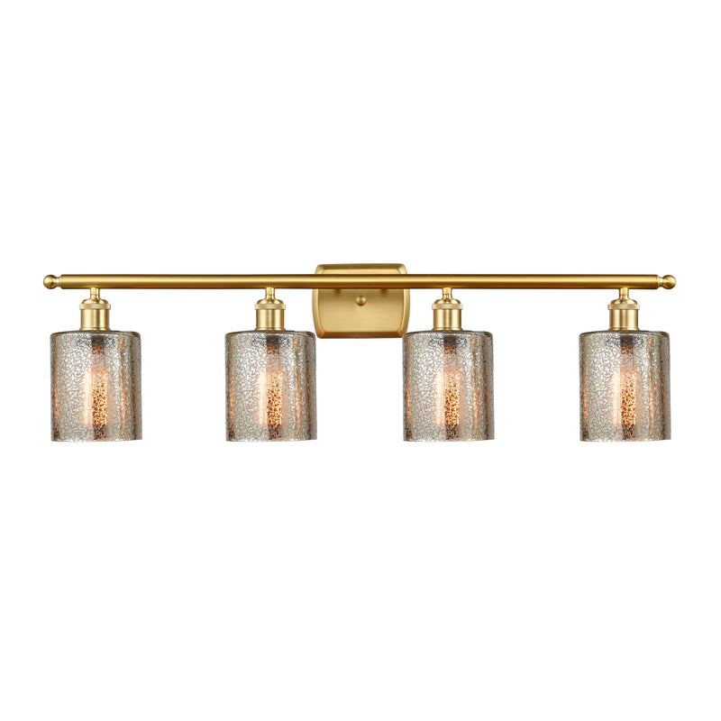 Cobbleskill Bath Vanity Light shown in the Satin Gold finish with a Mercury shade