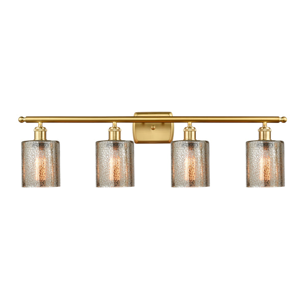 Cobbleskill Bath Vanity Light shown in the Satin Gold finish with a Mercury shade