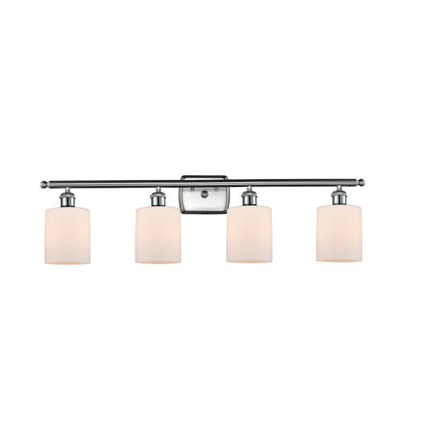 Cobbleskill Bath Vanity Light shown in the Brushed Satin Nickel finish with a Matte White shade