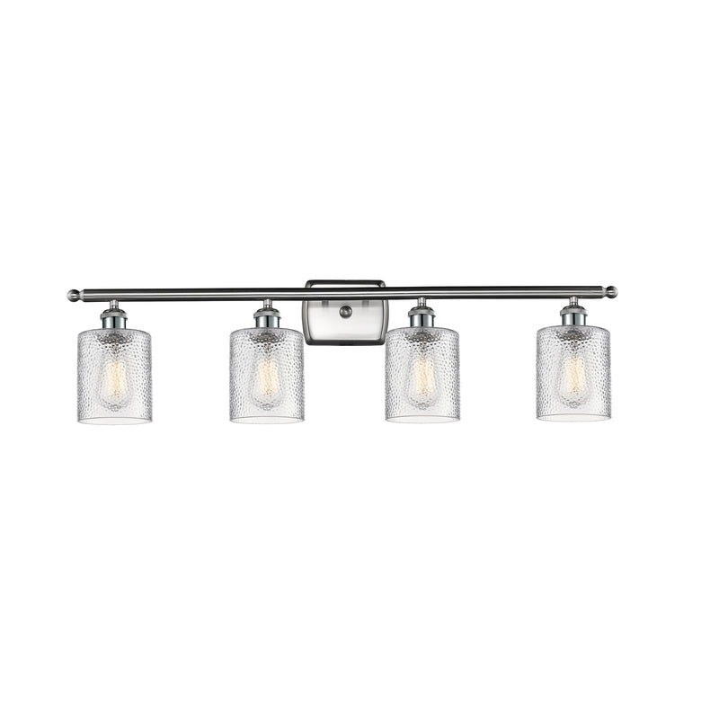 Cobbleskill Bath Vanity Light shown in the Brushed Satin Nickel finish with a Clear shade